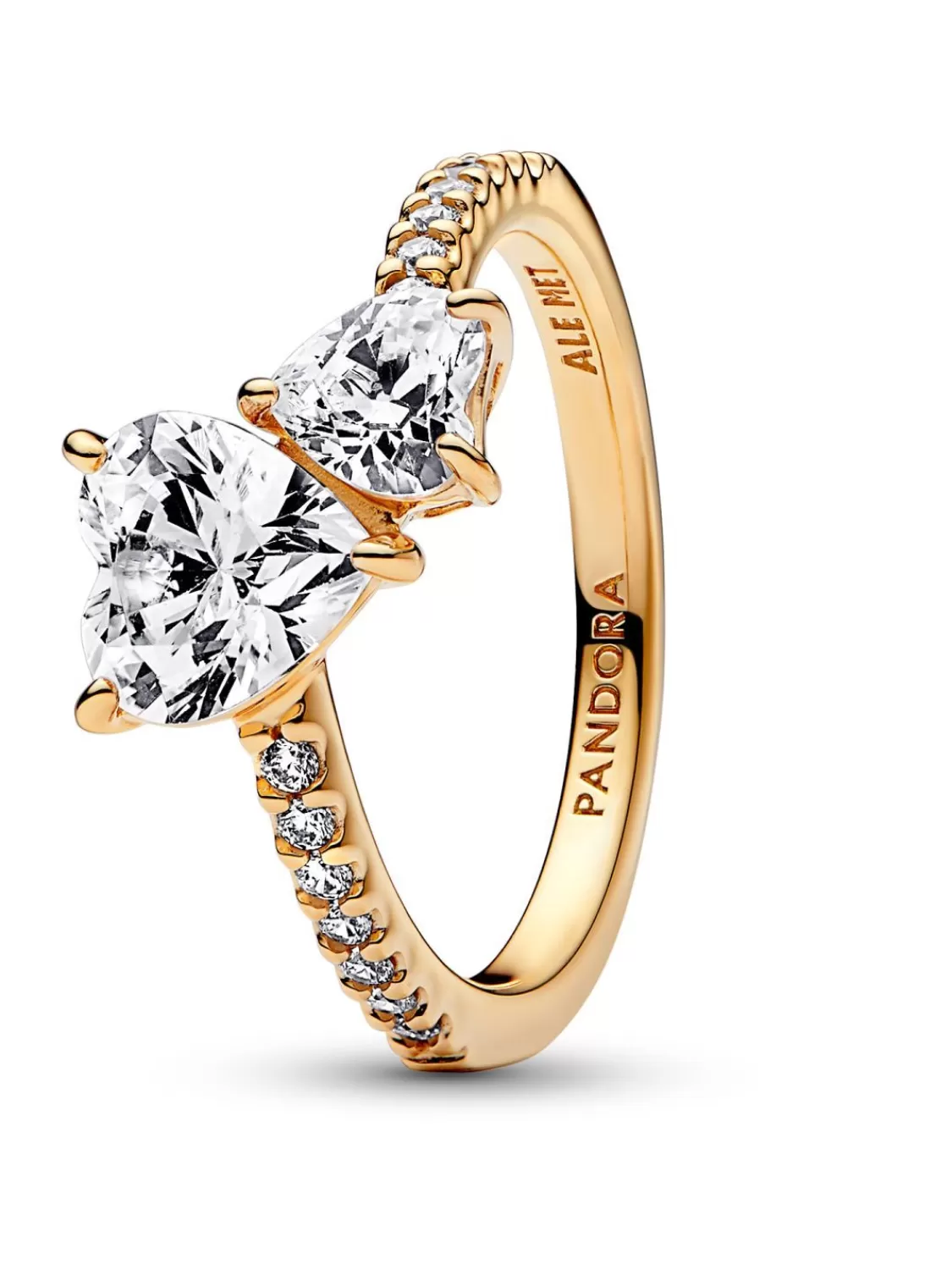 Pandora Damenring Doppeltes Funkelndes Herz Goldfarben | Damenschmuck