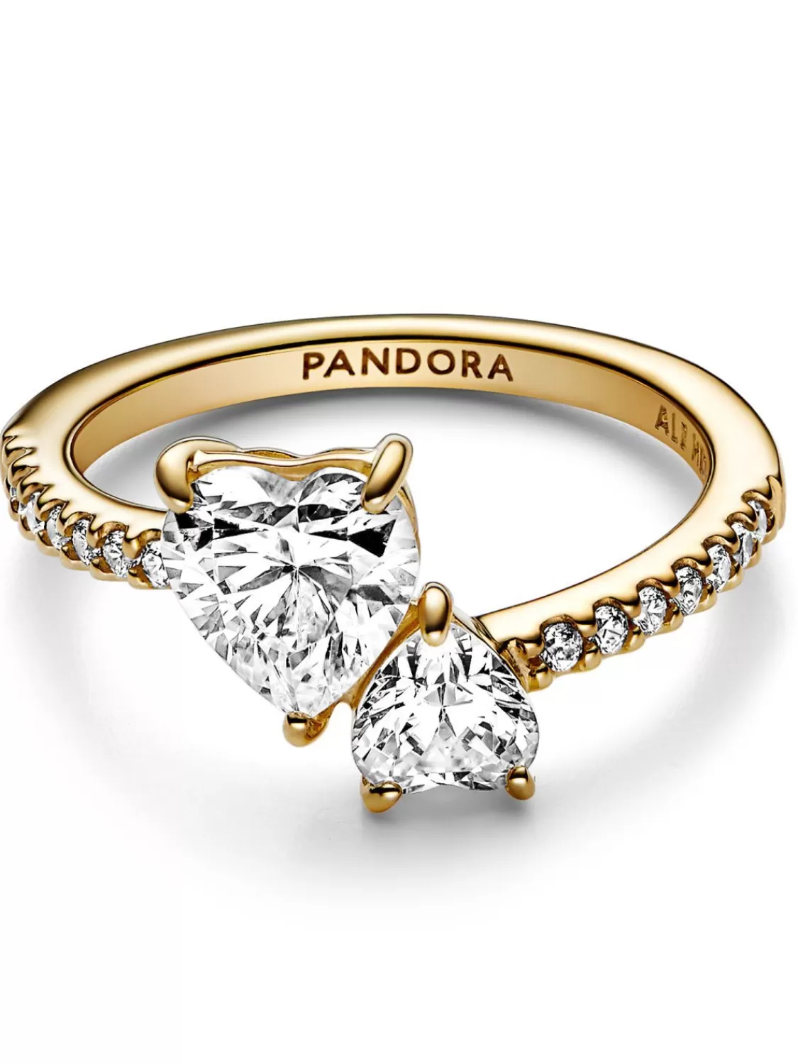 Pandora Damenring Doppeltes Funkelndes Herz Goldfarben | Damenschmuck