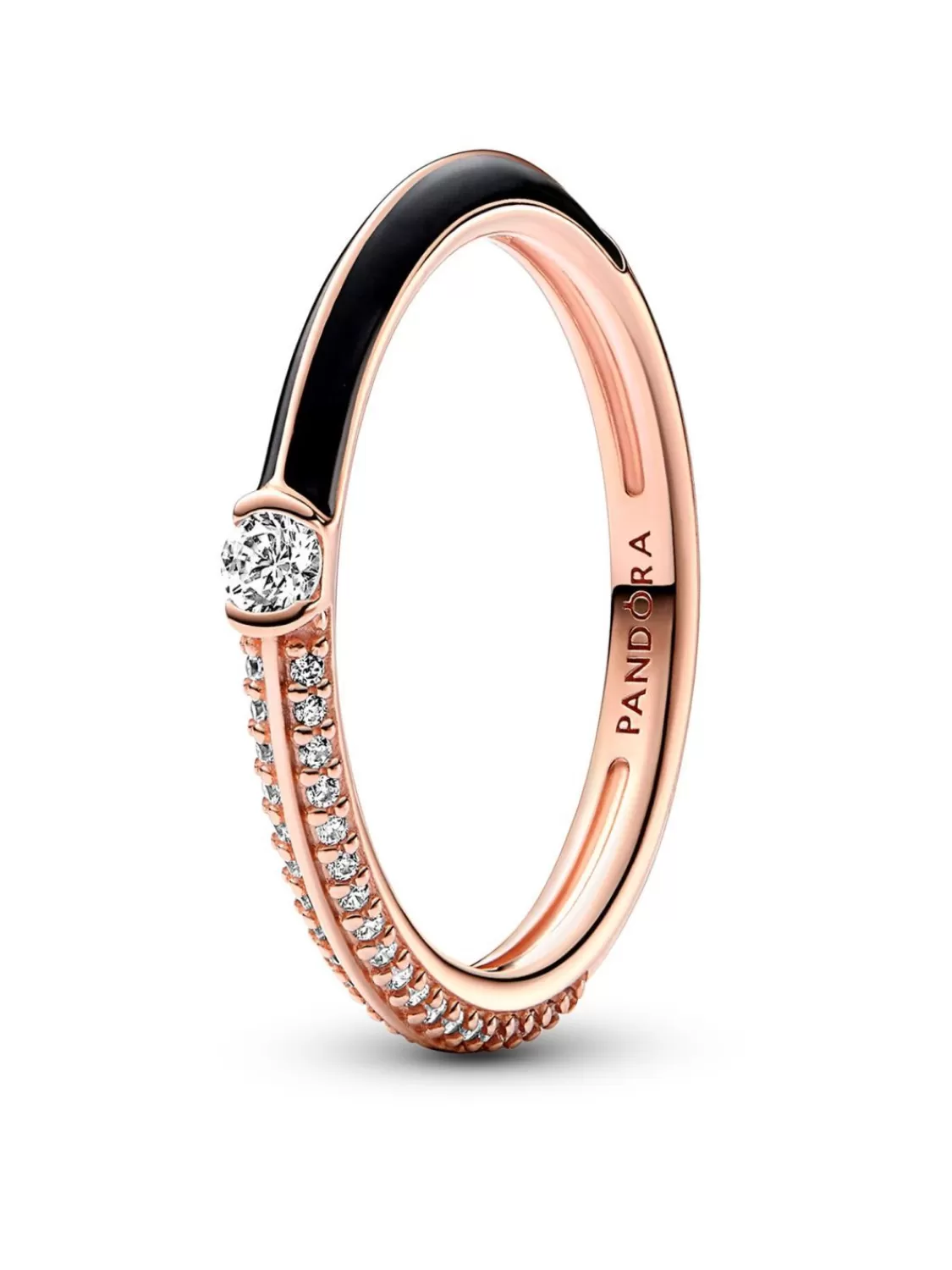 Pandora Damen-Ring Pave & Schwarz Rosegoldfarben | Damenschmuck