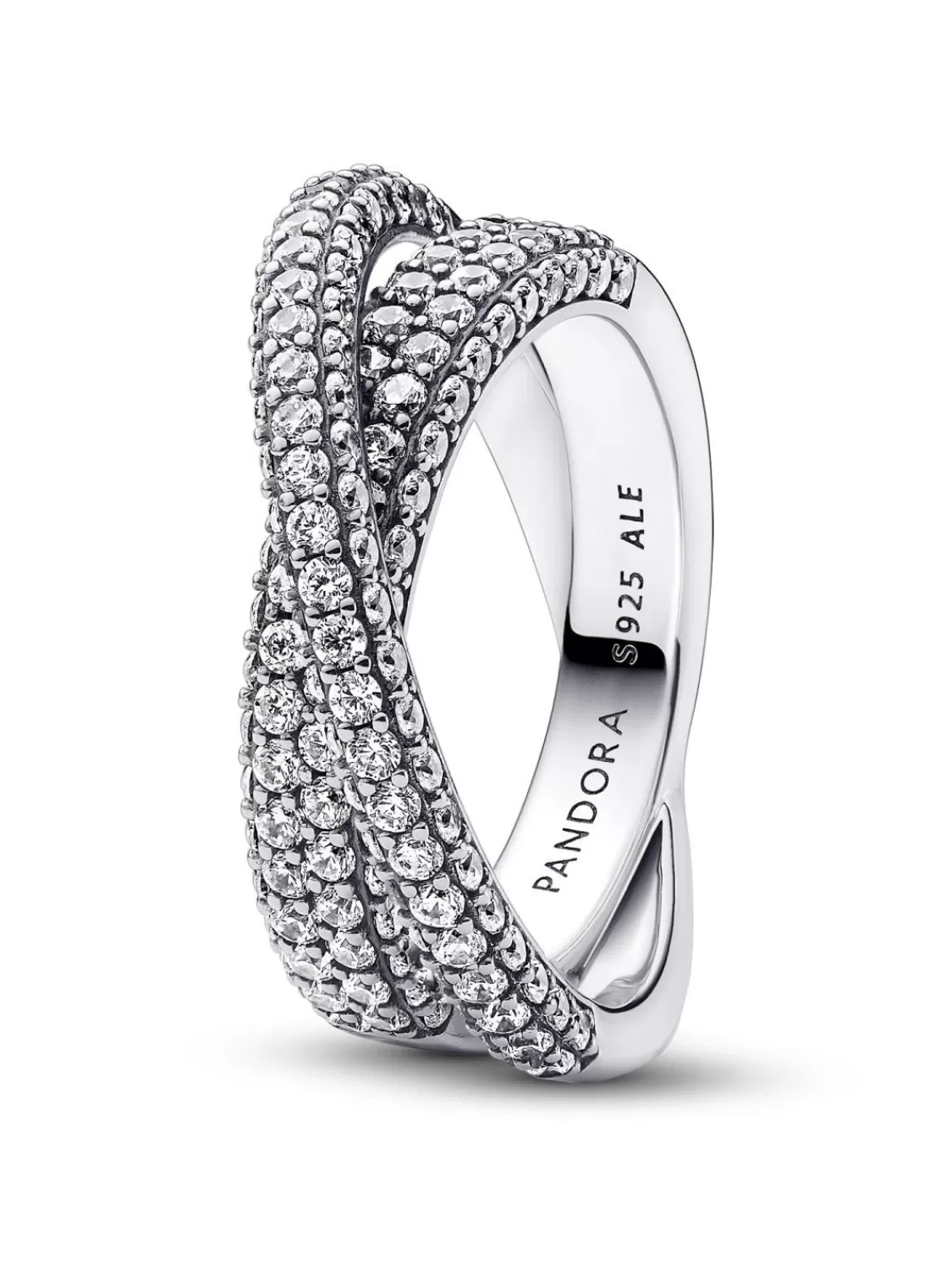 Pandora Damenring Pave Gekreuztes Doppelband Silber | Damenschmuck