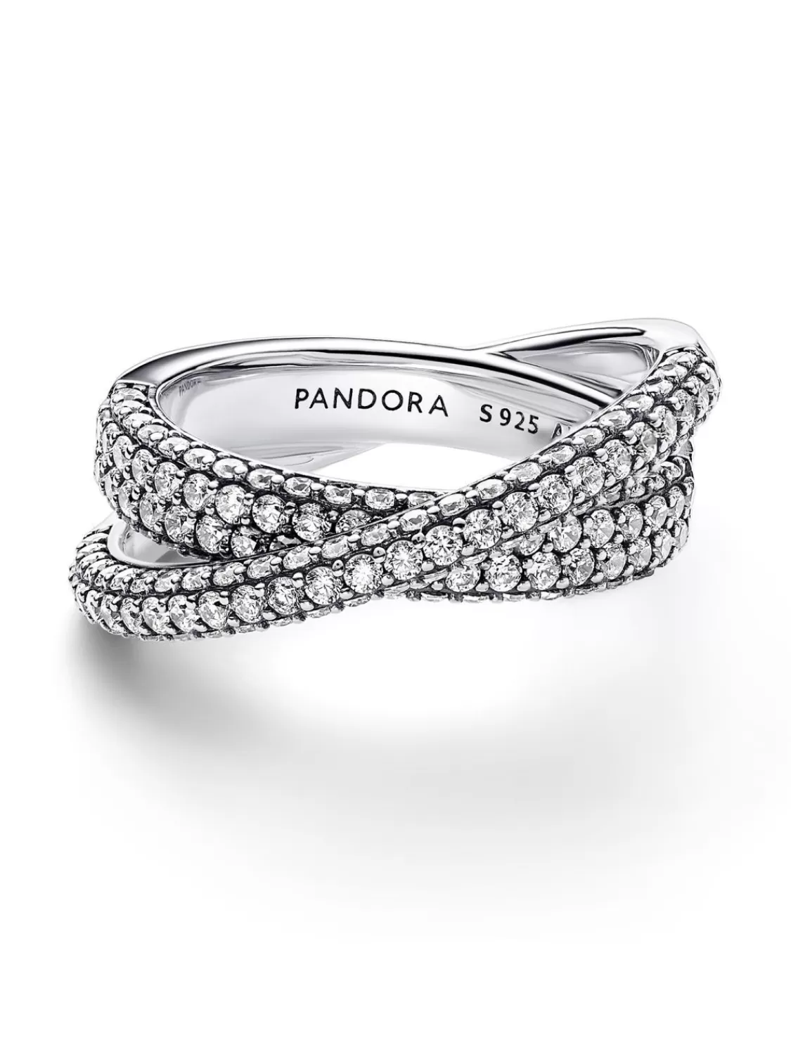 Pandora Damenring Pave Gekreuztes Doppelband Silber | Damenschmuck