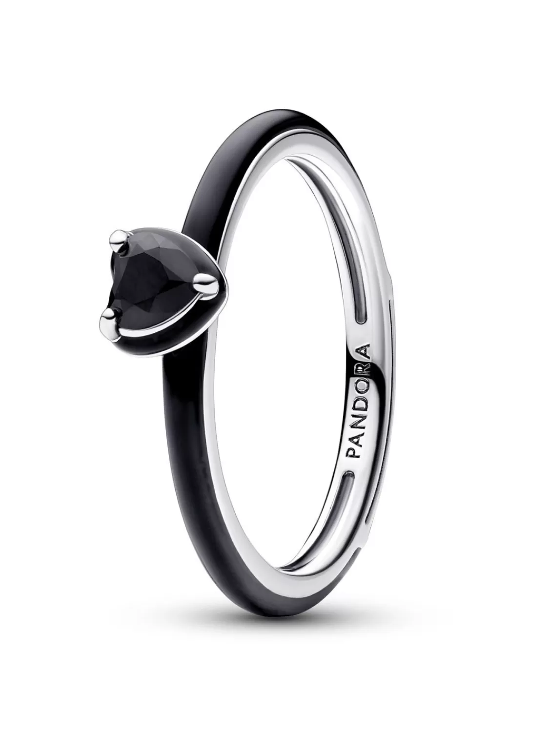 Pandora Damenring Silber Schwarzes Chakra Herz | Damenschmuck