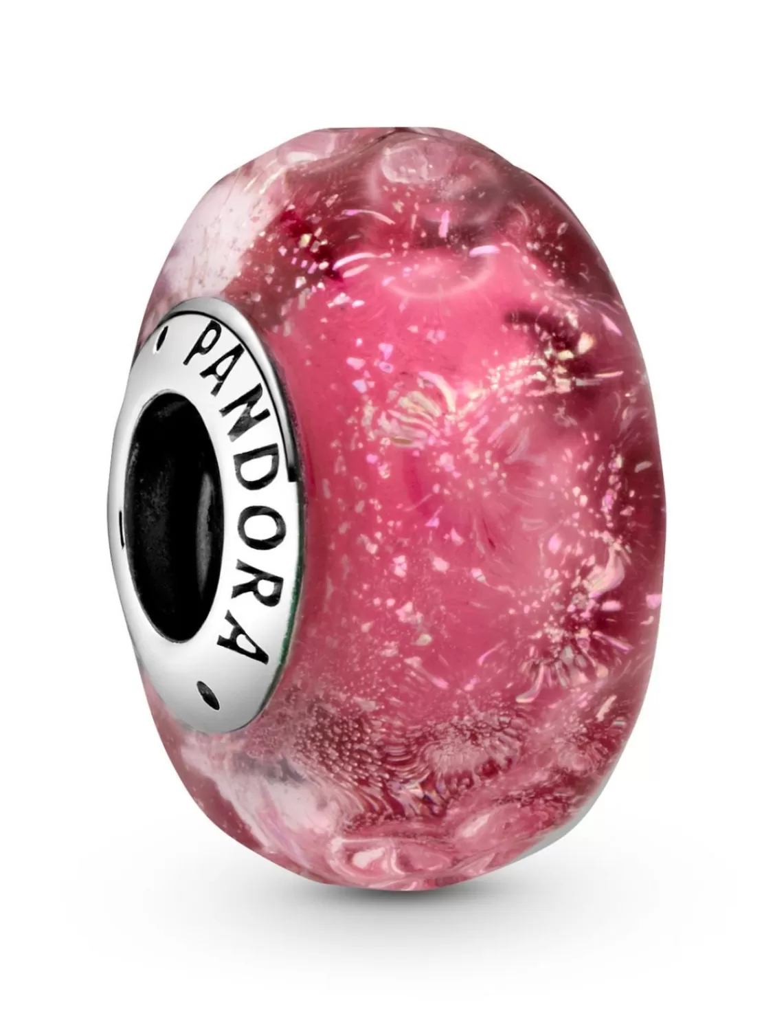 Pandora Silber Bead-Charm Welliges Pink Muranoglas | Damenschmuck