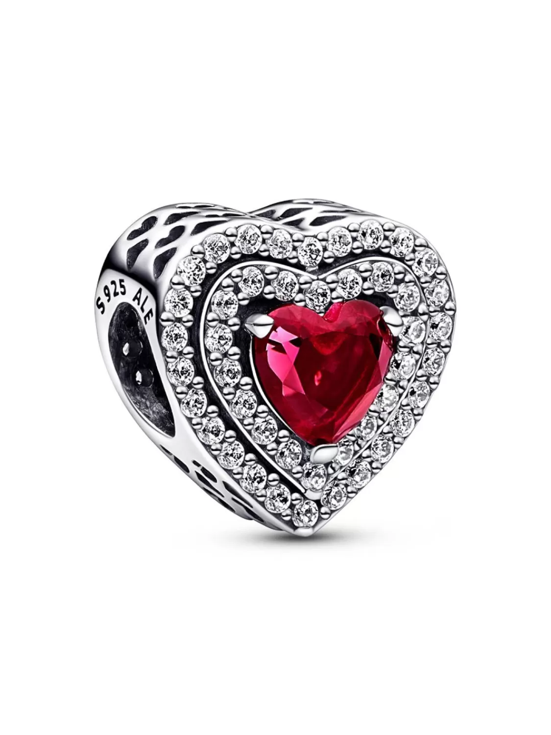 Pandora Silber Charm Funkelndes Rotes Herz | Damenschmuck