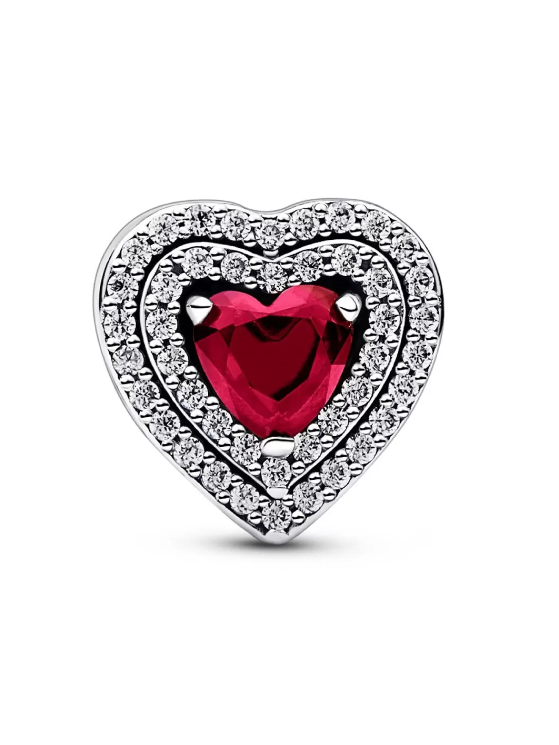 Pandora Silber Charm Funkelndes Rotes Herz | Damenschmuck