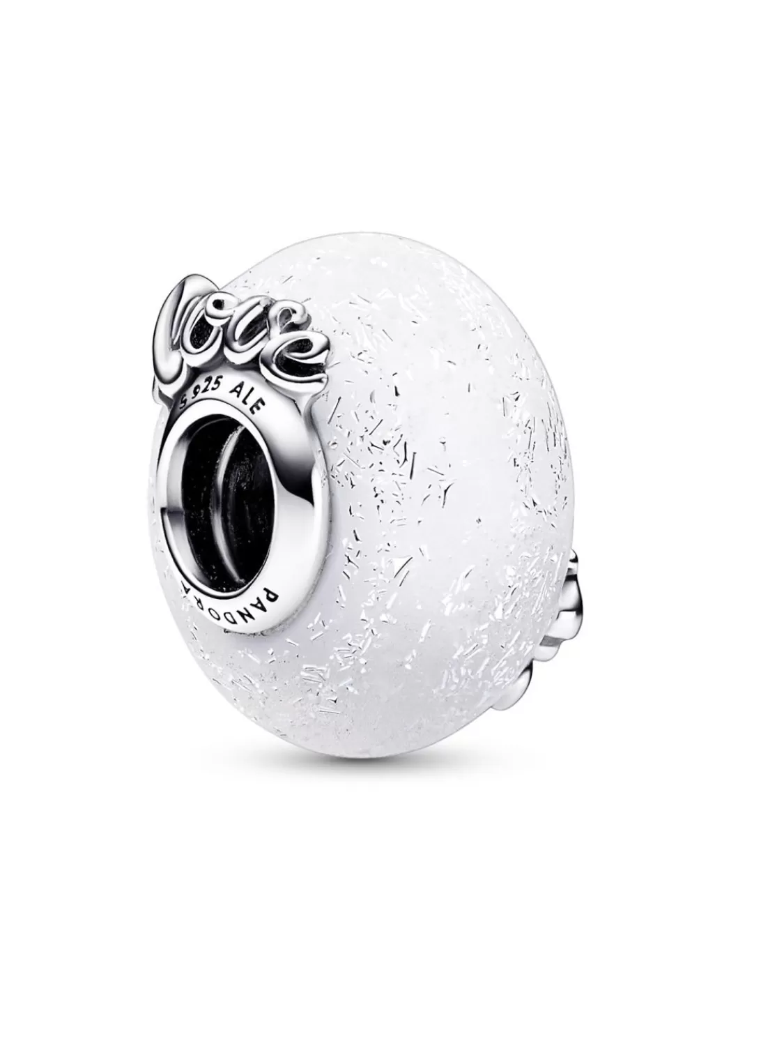 Pandora Silber Charm Glitzern Weises Muranoglas | Damenschmuck