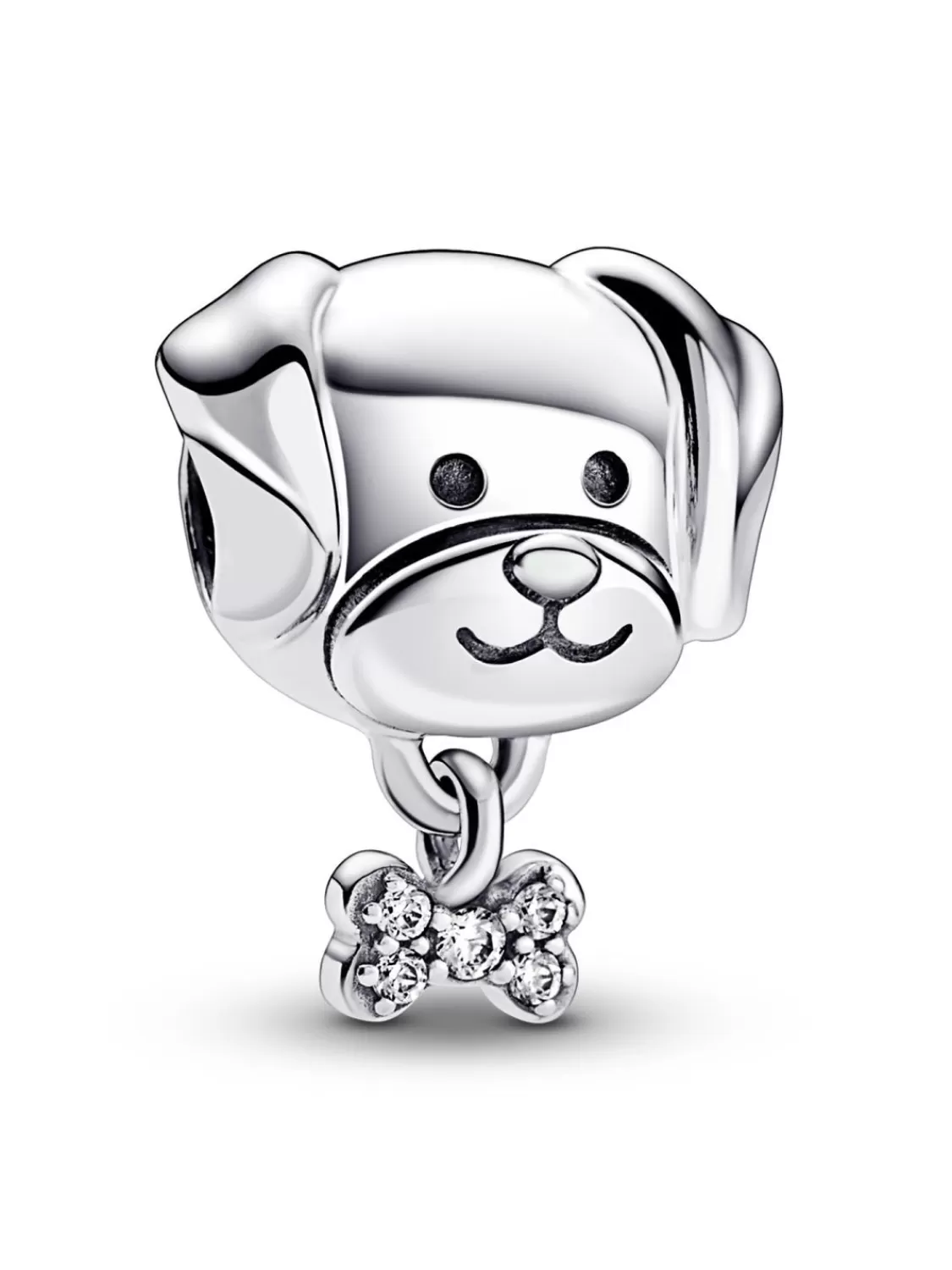 Pandora Silber Charm Haustier Hund Mit Knochen | Damenschmuck