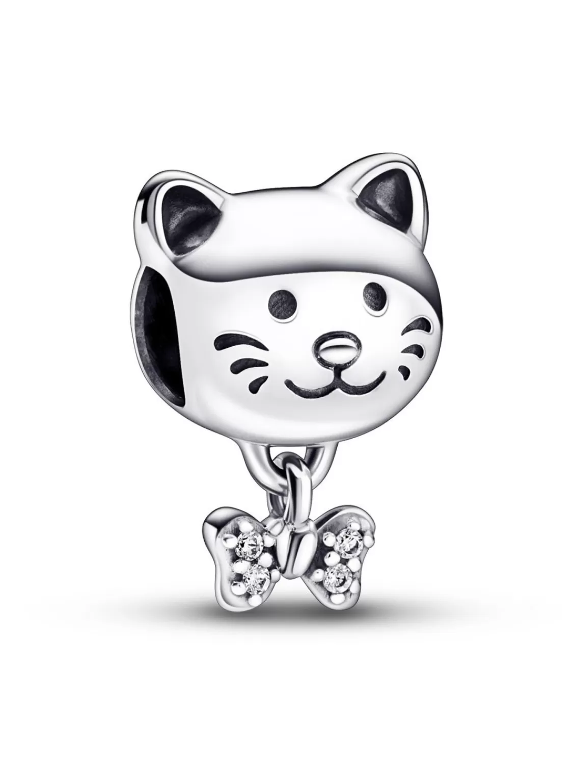 Pandora Silber Charm Haustier Katze Mit Schleife | Damenschmuck