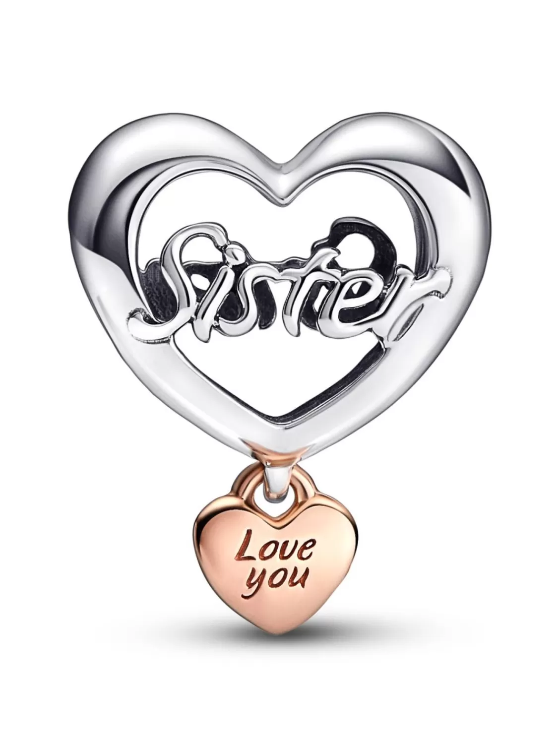 Pandora Silber Charm Love You Sister Herz | Damenschmuck