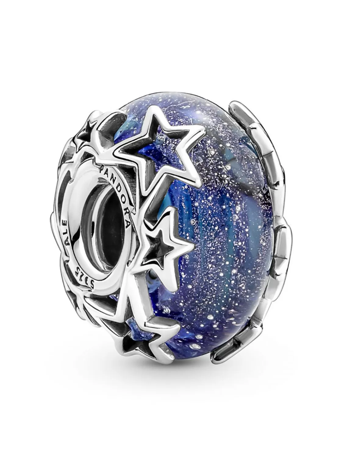 Pandora Silber Charm Murano Galaxienblau Und Sterne | Damenschmuck