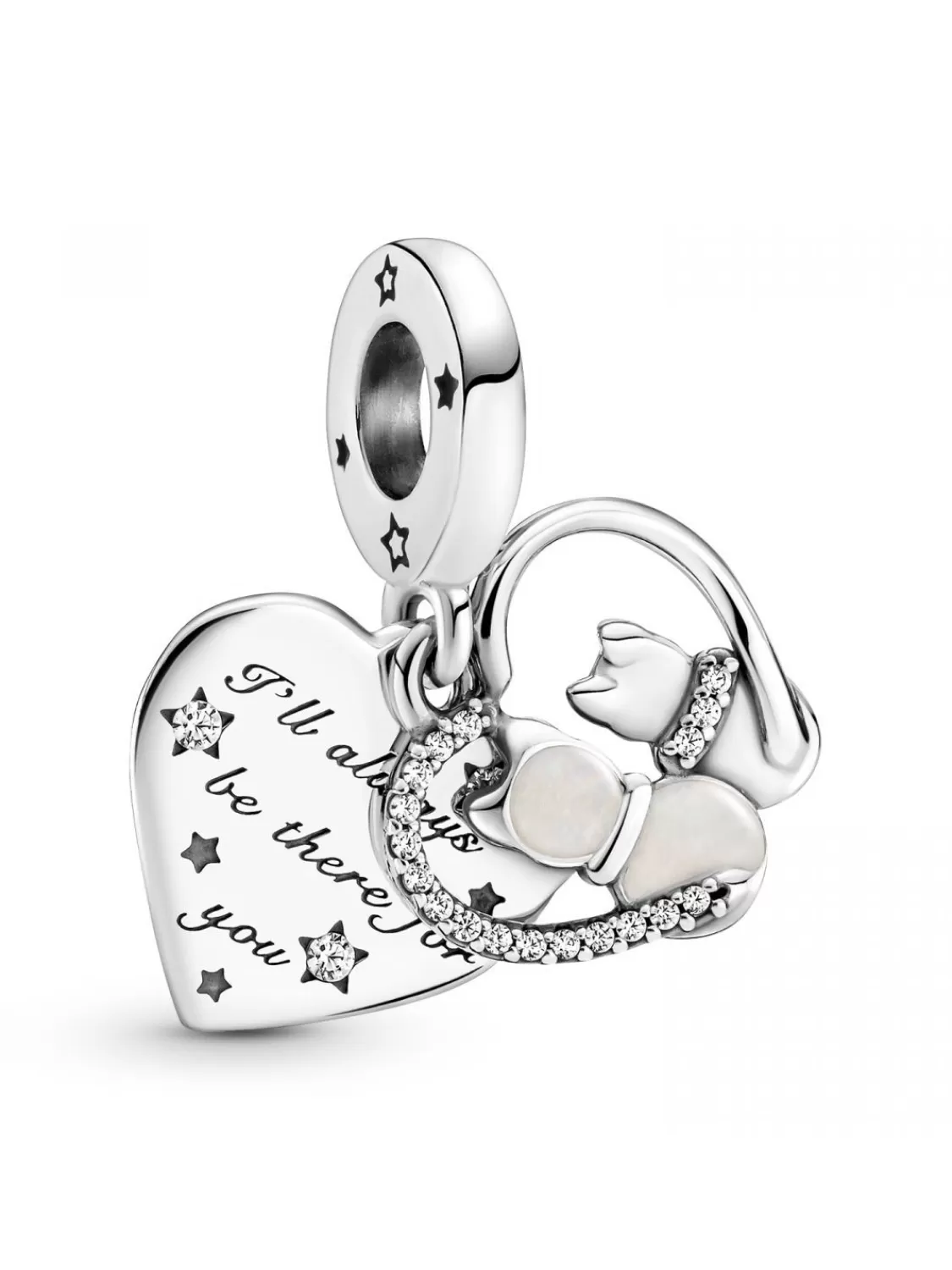 Pandora Silber Charm-Anhanger Katzen Und Herzen | Damenschmuck