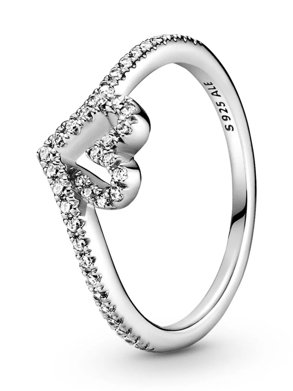 Pandora Silber Damenring Sparkling Wishbone Heart | Damenschmuck