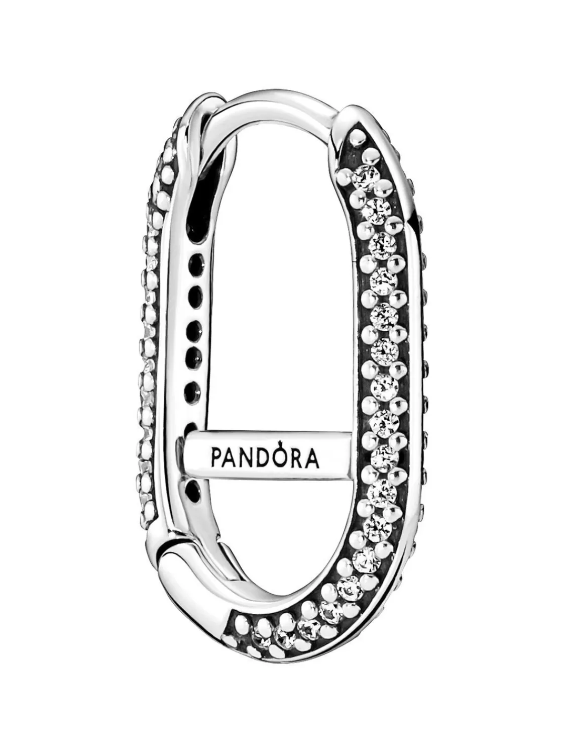 Pandora Single Creole Link-Ohrring Silber Pave Weis | Damenschmuck