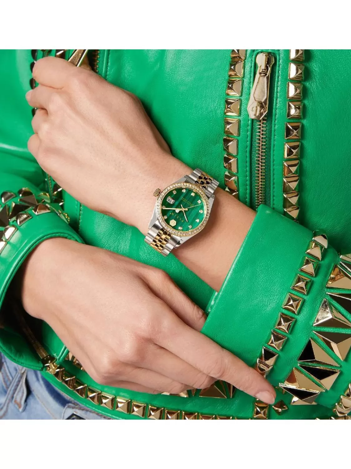 Philipp Plein Damen-Armbanduhr Date Superlative Bicolor/Grun | Damenuhren