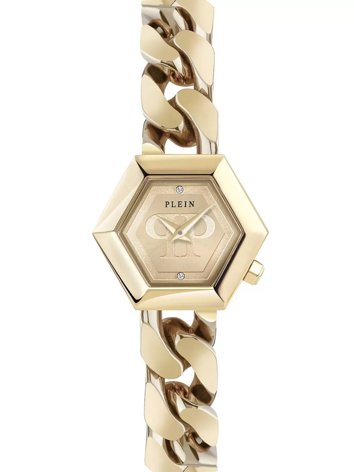 Philipp Plein Damenarmbanduhr The Hexagon Groumette Goldfarben | Damenuhren