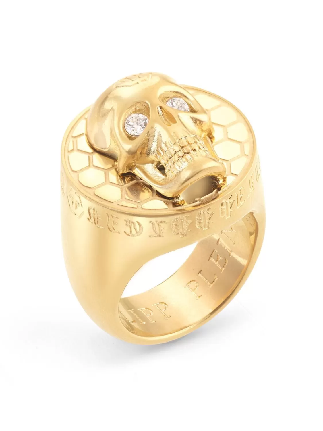 Philipp Plein Herrenring 3D Skull Goldfarben | Herrenschmuck