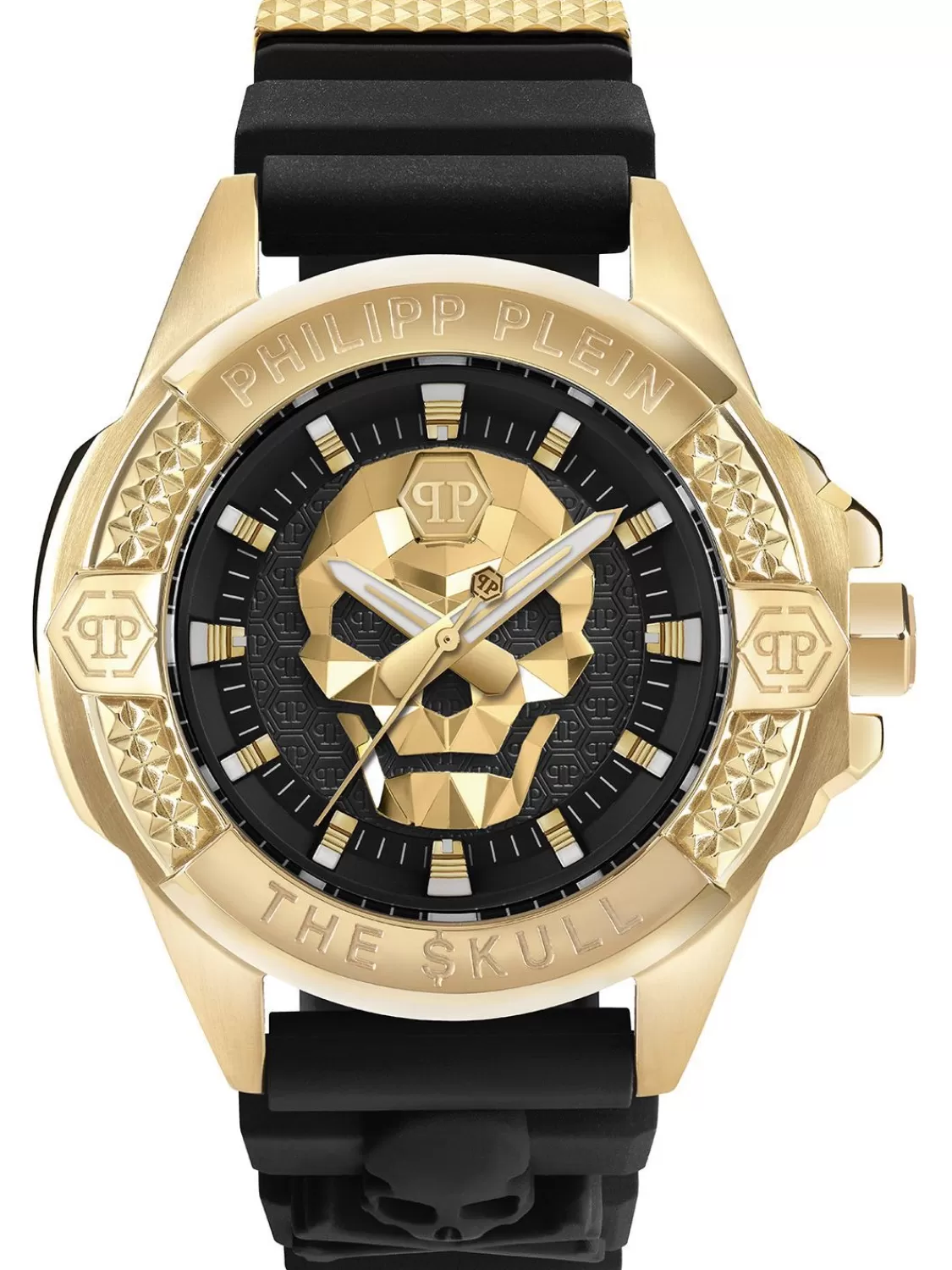 Philipp Plein Unisex Armbanduhr The $Kull Schwarz/Goldfarben | Damenuhren