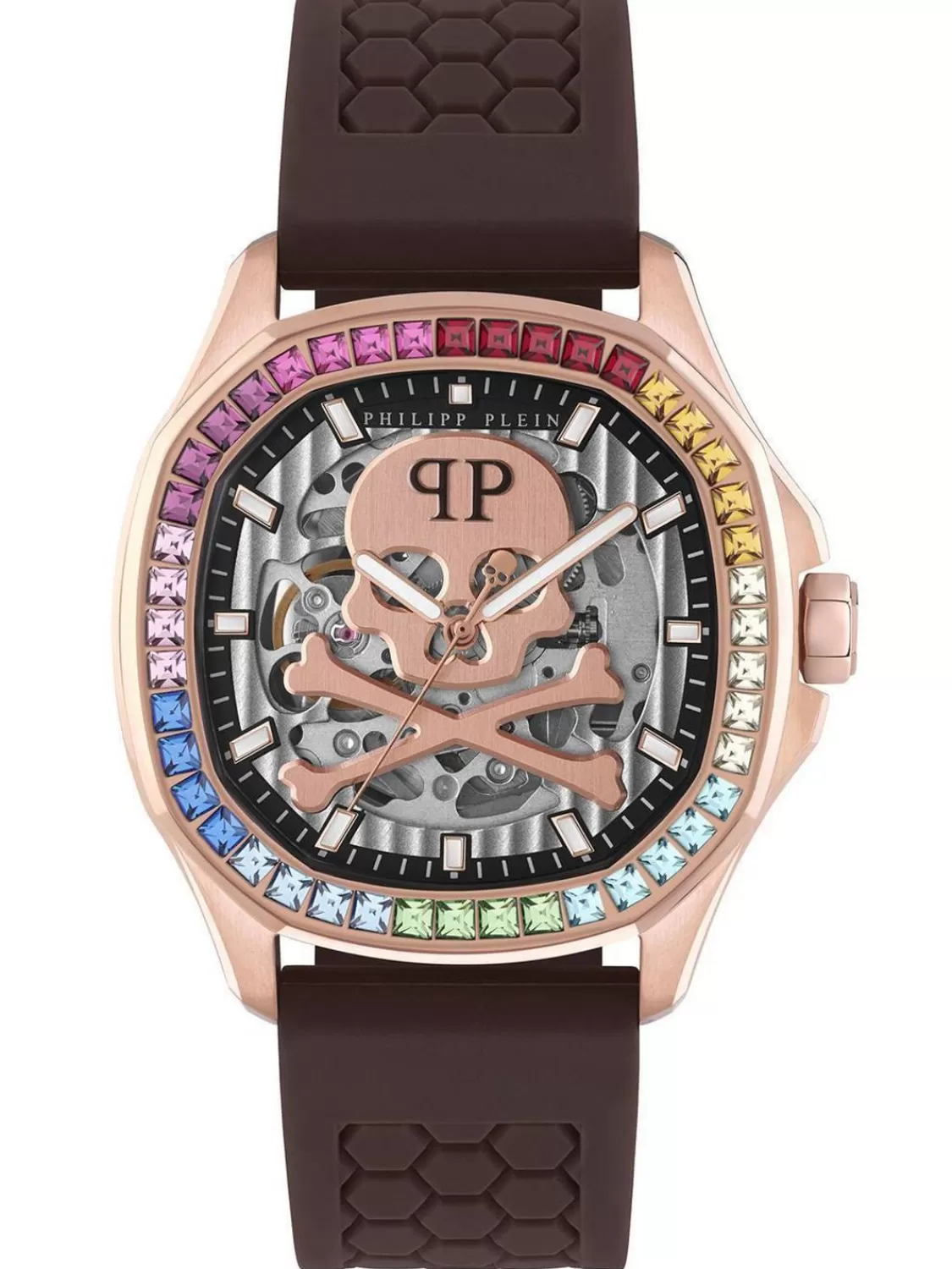 Philipp Plein Unisex-Armbanduhr Automatik Braun/Rosegoldfarben | Herrenuhren