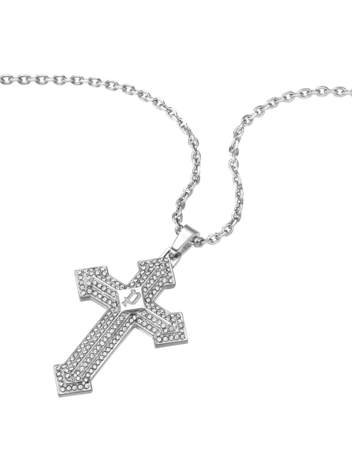 Police Herrenkette Mit Kreuz Stoneset Edelstahl | Herrenschmuck