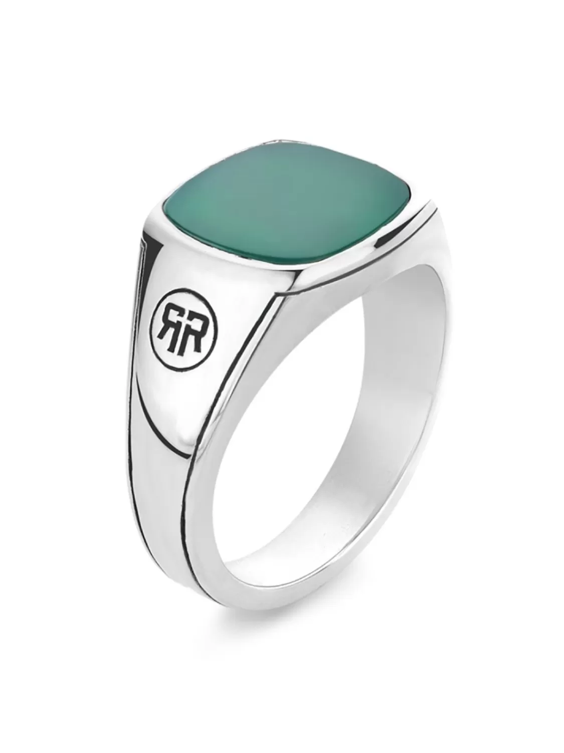 Rebel and Rose Herren-Siegelring 925 Silber Grune Jade | Herrenschmuck