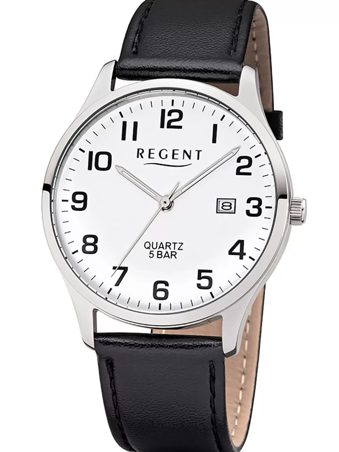 Regent Herrenuhr Mit Lederband Schwarz/Weis | Herrenuhren