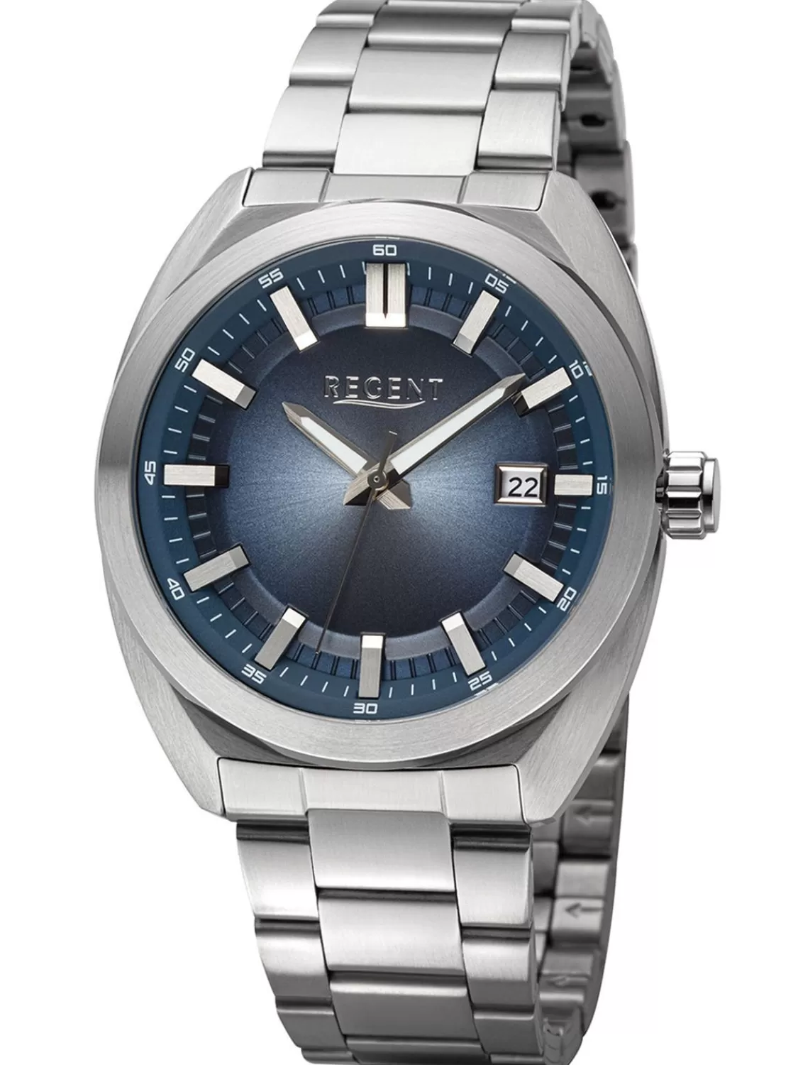 Regent Herrenuhr Quarz Stahl/Blau 10 Bar | Herrenuhren