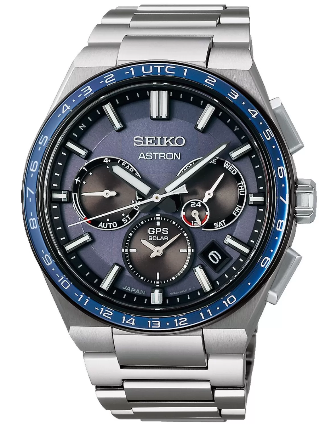 Seiko Astron Gps Solar Dual Time Herrenuhr Titan Blau | Herrenuhren