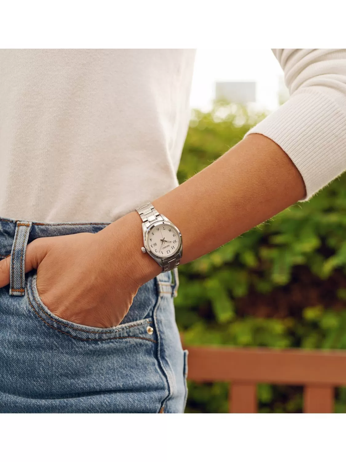 Seiko Damenuhr Mit Saphirglas Stahl/Weis | Damenuhren