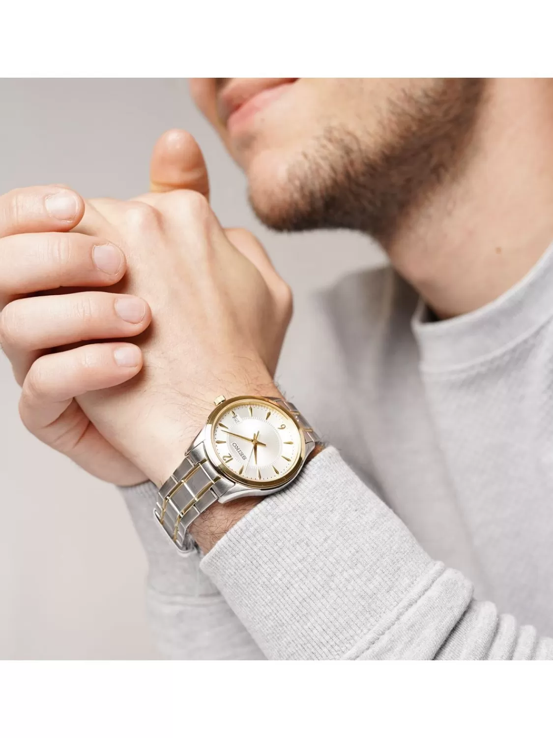 Seiko Herren Quarzuhr Mit Saphirglas Bicolor | Herrenuhren