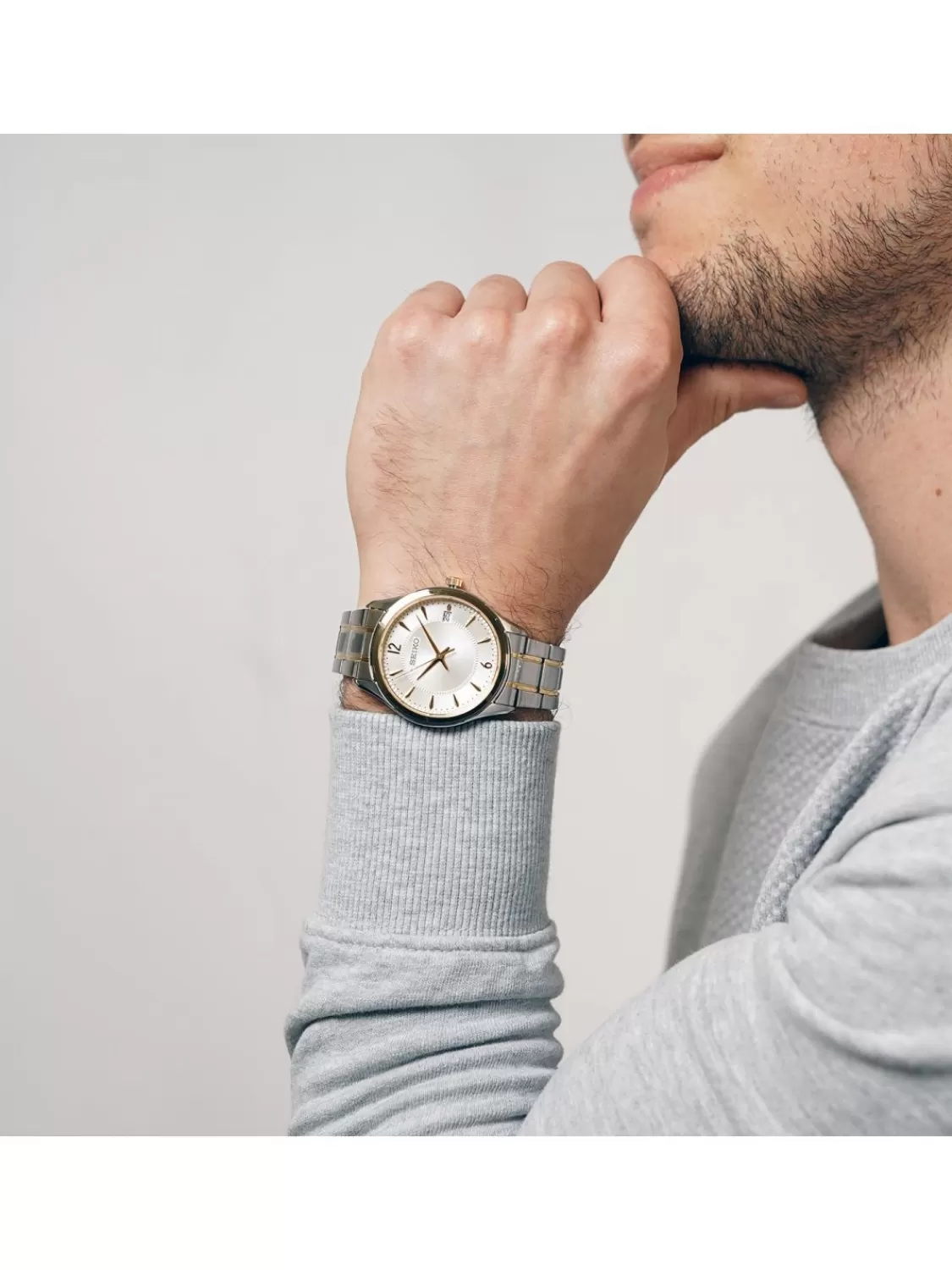 Seiko Herren Quarzuhr Mit Saphirglas Bicolor | Herrenuhren