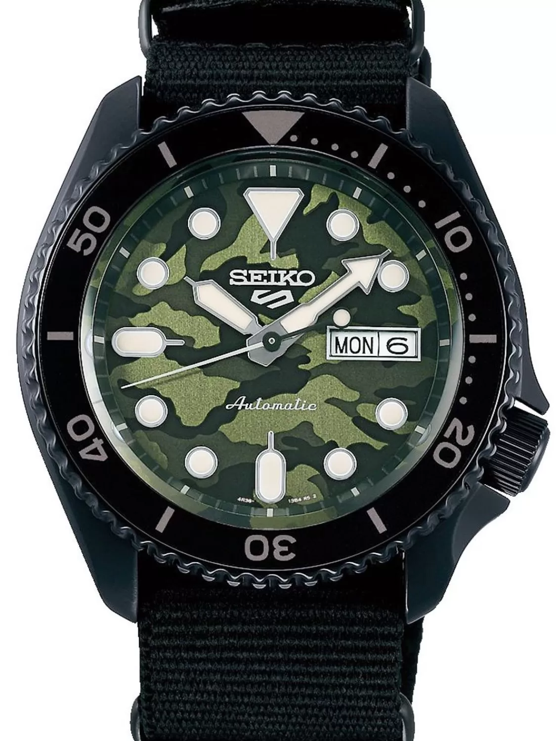 Seiko Herrenuhr Automatik Schwarz/Camouflage Grun | Herrenuhren