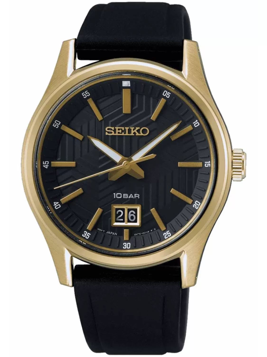 Seiko Herrenuhr Quarz Schwarz/Goldfarben Mit Saphirglas | Herrenuhren