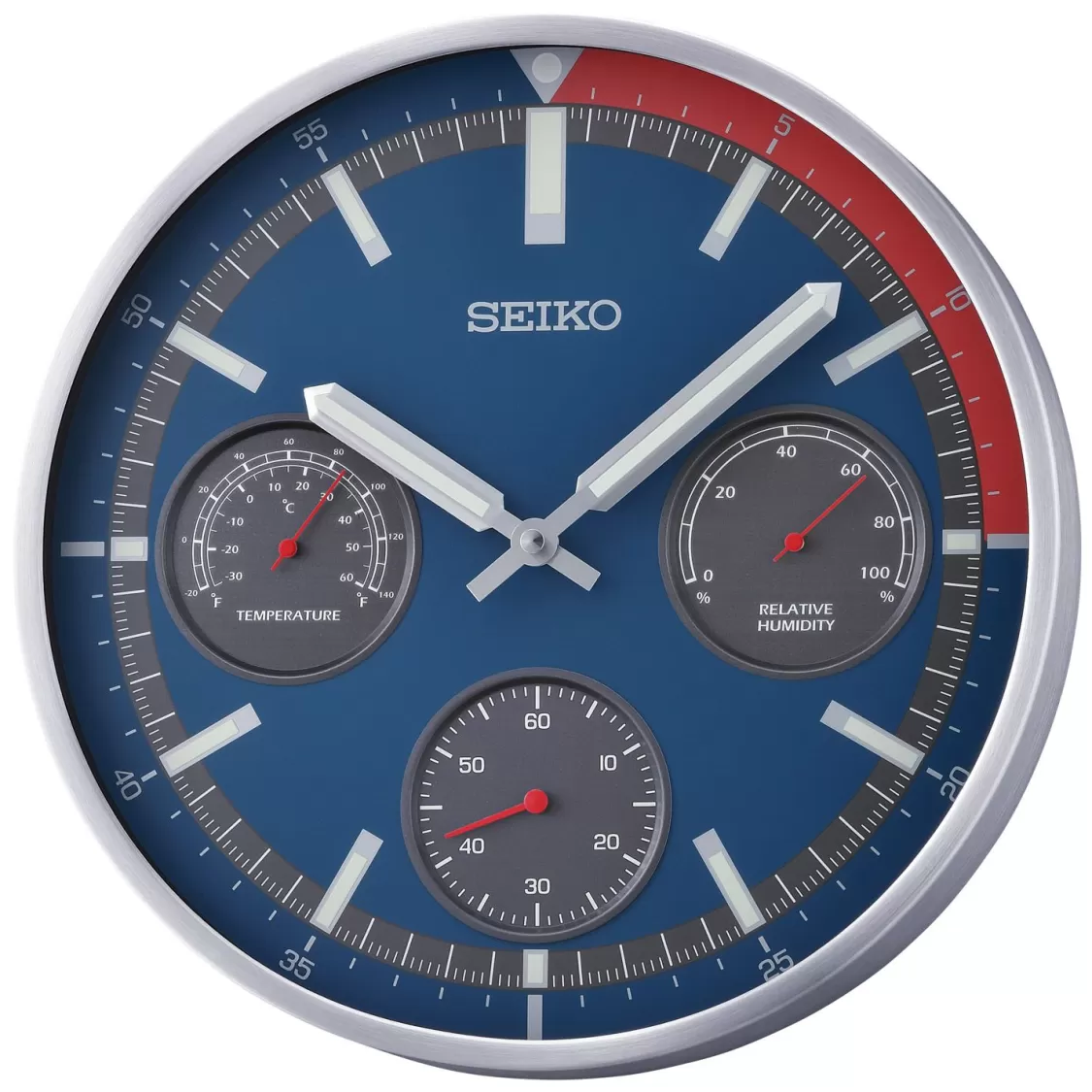 Seiko Wanduhr Thermometer Hygrometer Blau/Rot | Wanduhren