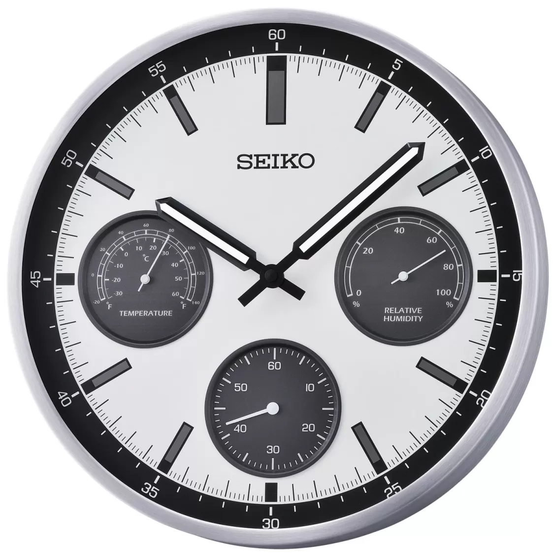 Seiko Wanduhr Thermometer Hygrometer Weis/Schwarz | Wanduhren