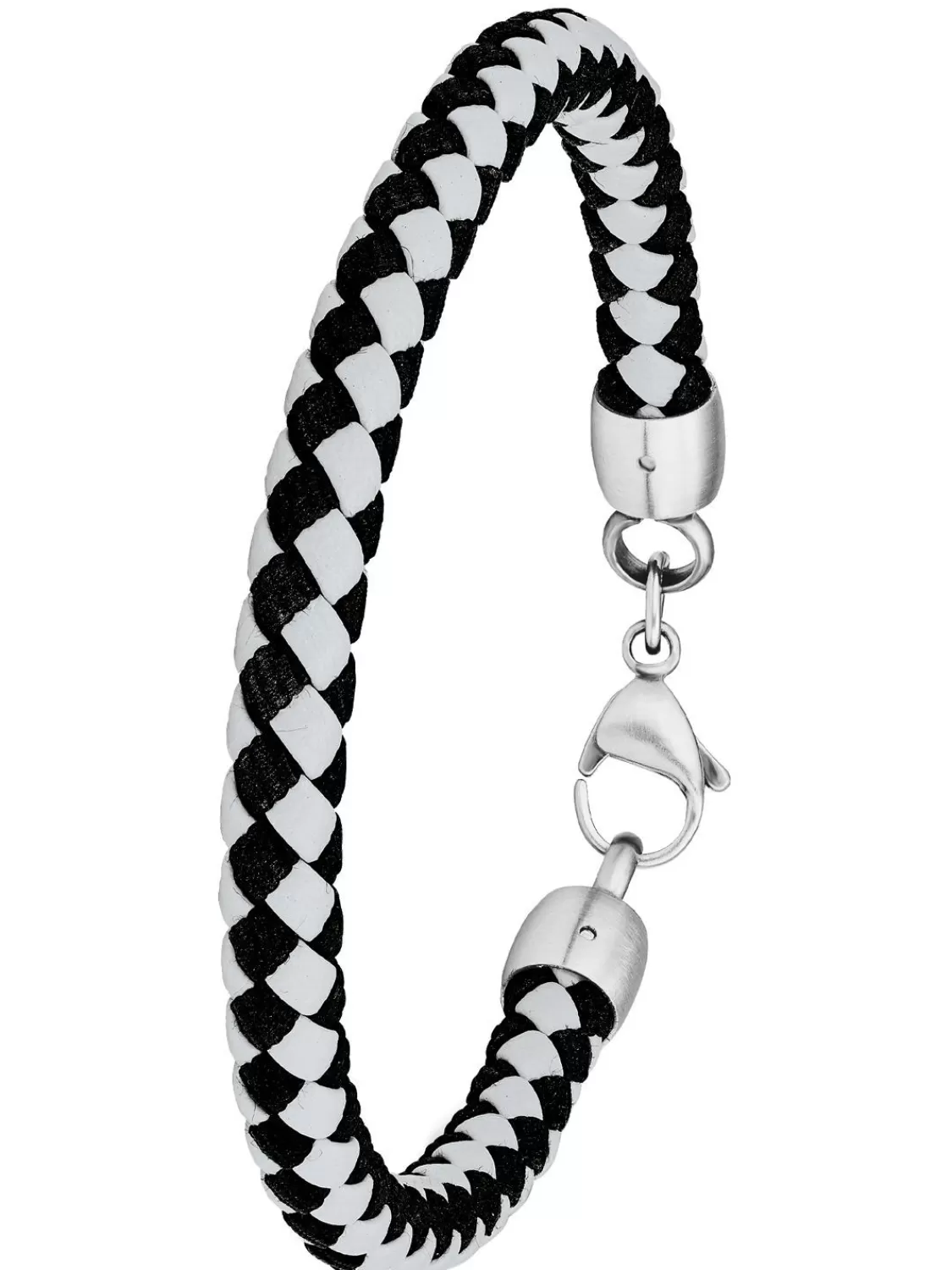 s.Oliver Herren Leder-Armband Grau / Schwarz | Herrenschmuck