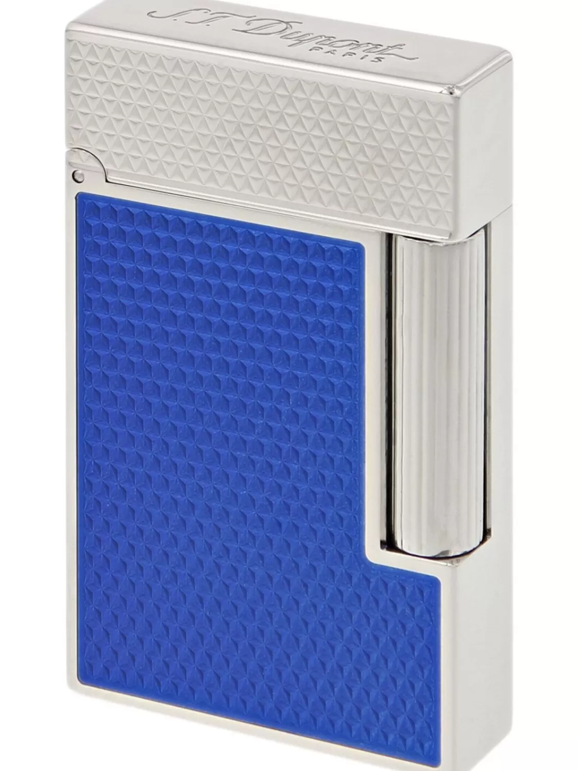 S.T. Dupont Zigarren-Feuerzeug Linie 2 Mit Guilloche Und Blauem Lack | Feuerzeuge