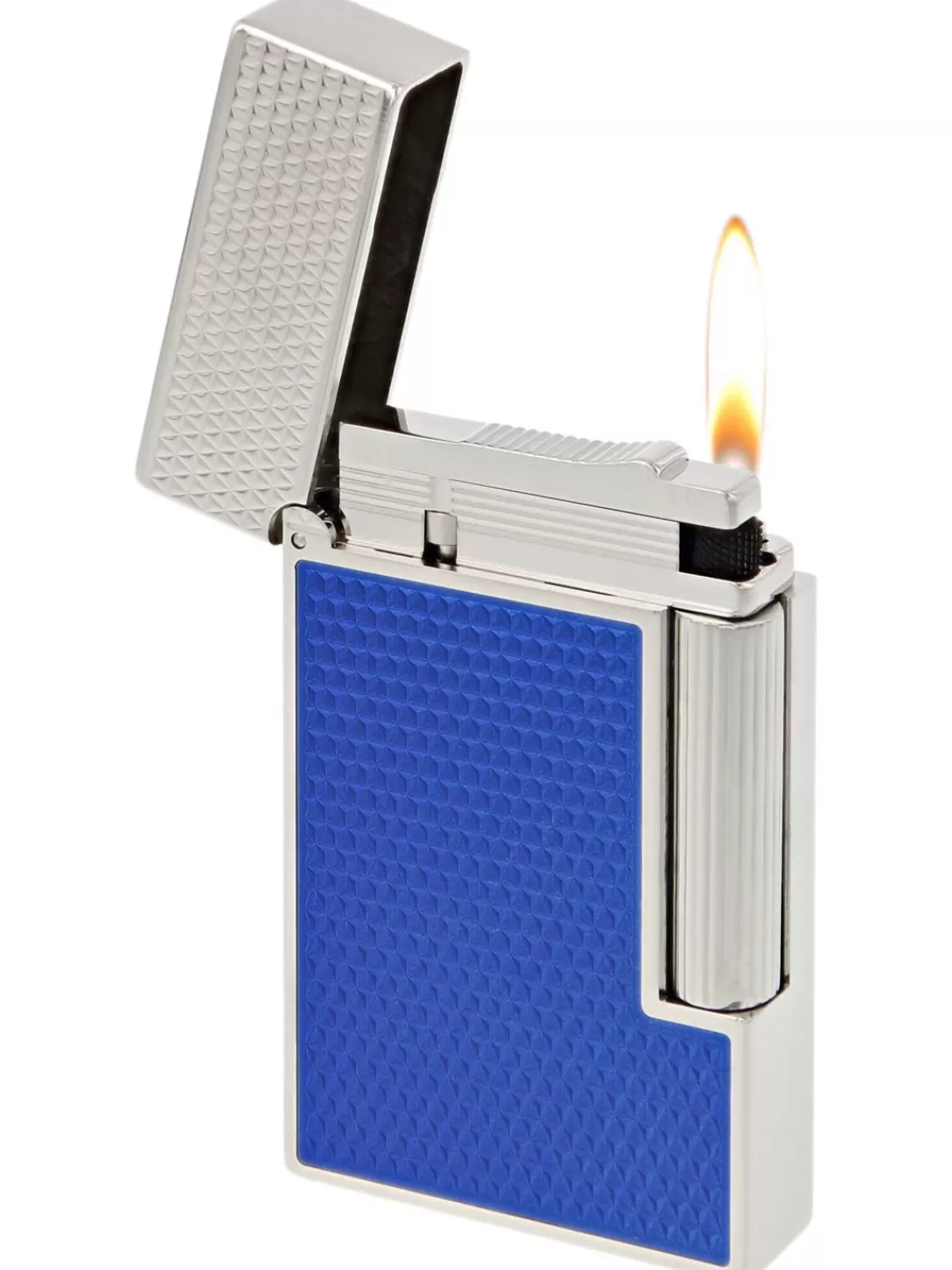 S.T. Dupont Zigarren-Feuerzeug Linie 2 Mit Guilloche Und Blauem Lack | Feuerzeuge
