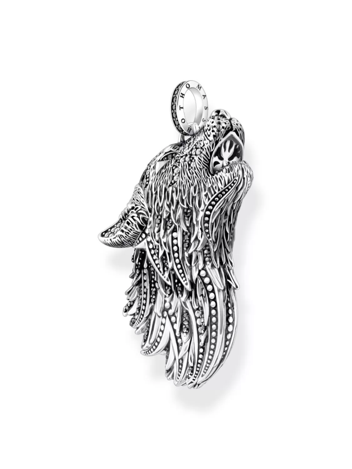 Thomas Sabo Anhanger Wolf Profil Mit Steinen Silber Geschwarzt | Herrenschmuck