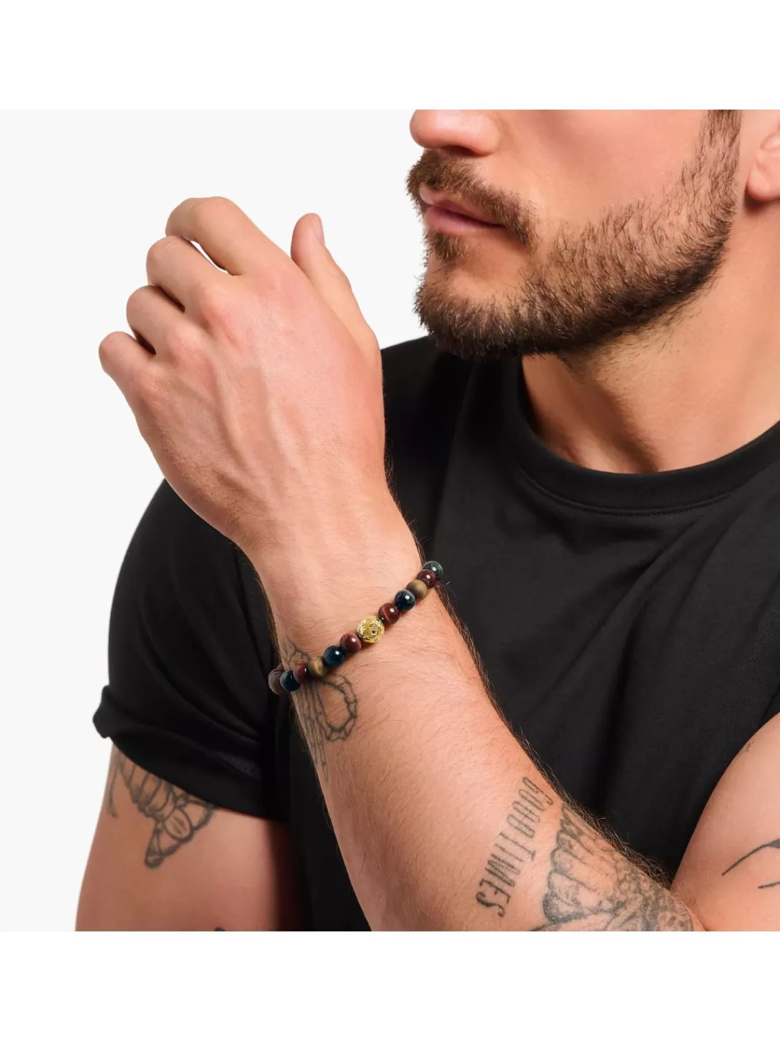 Thomas Sabo Beads-Armband In Unisexgrose Tigerauge Vergoldet | Herrenschmuck