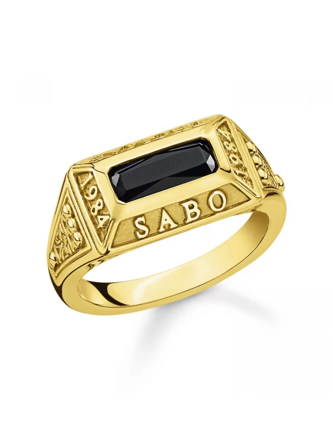 Thomas Sabo College-Ring Schwarzer Stein Goldfarben | Herrenschmuck