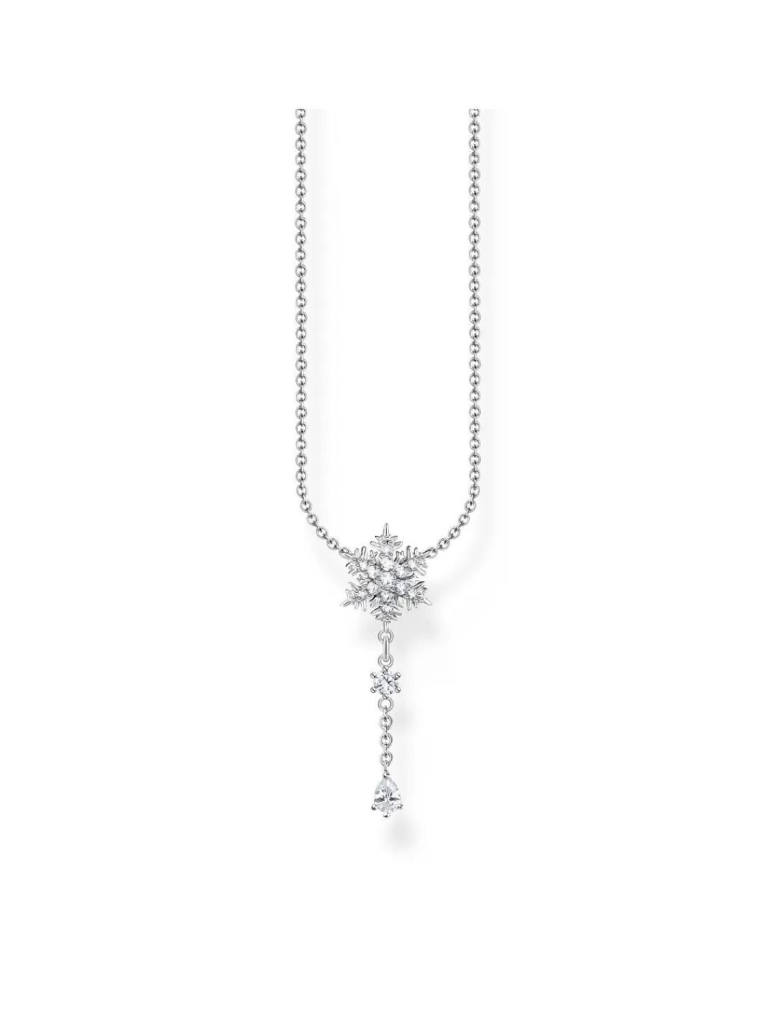 Thomas Sabo Damen Silber-Collier Schneeflocke Weise Steine | Damenschmuck