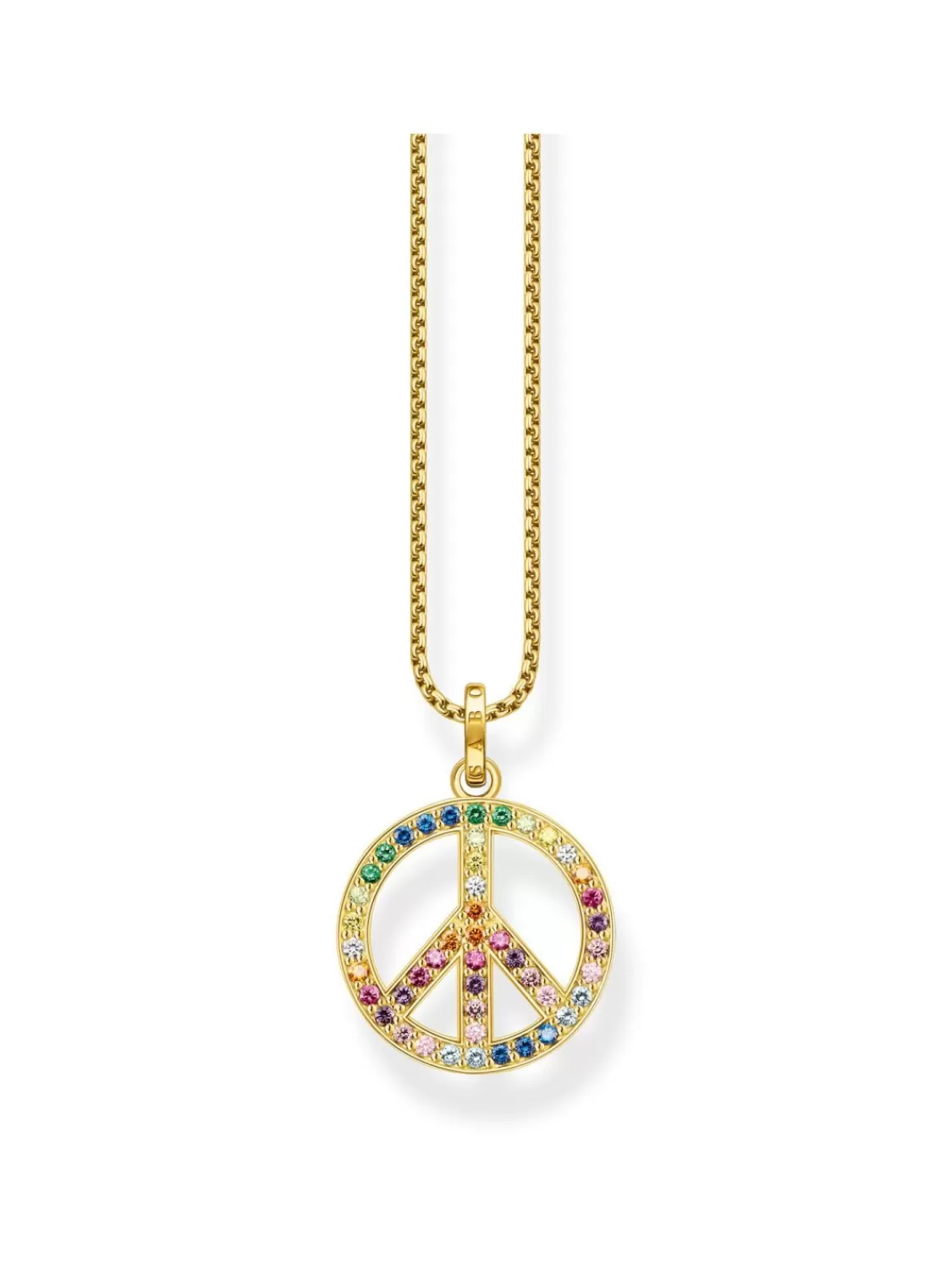 Thomas Sabo Damen-Halskette Peace-Zeichen Goldfarben Bunt | Damenschmuck