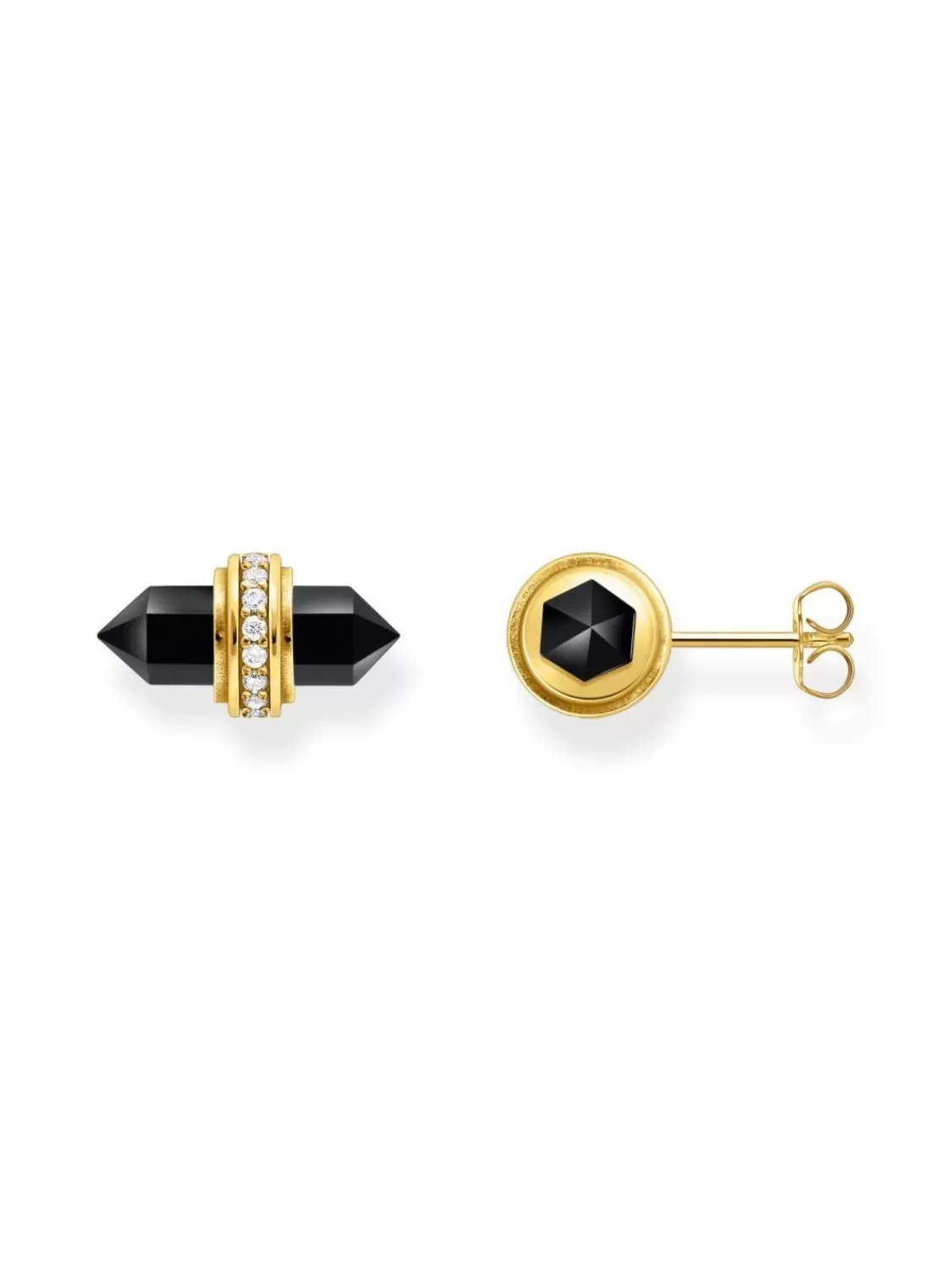 Thomas Sabo Damen-Ohrringe Ohrstecker Onyx Schwarz Goldfarben | Damenschmuck