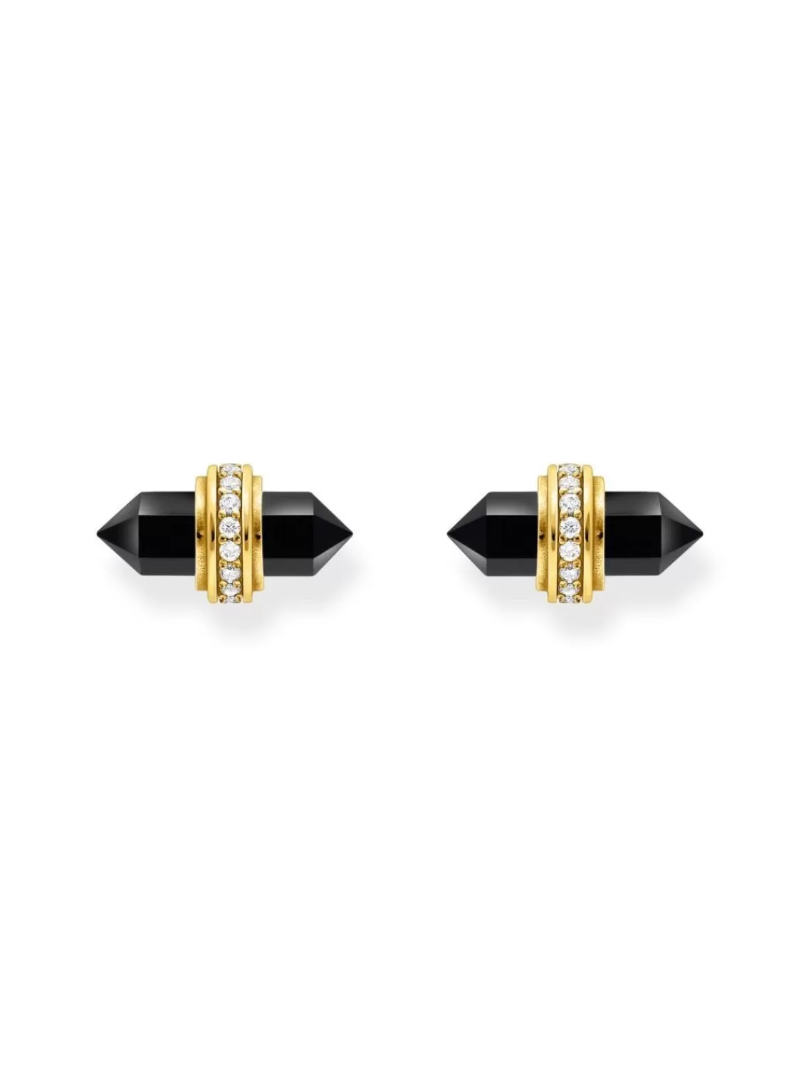 Thomas Sabo Damen-Ohrringe Ohrstecker Onyx Schwarz Goldfarben | Damenschmuck