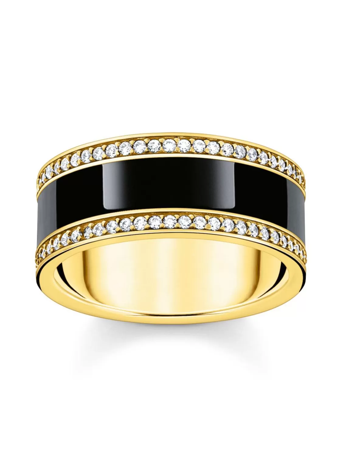 Thomas Sabo Damen-Ring Goldfarben Mit Schwarzer Emaille | Damenschmuck