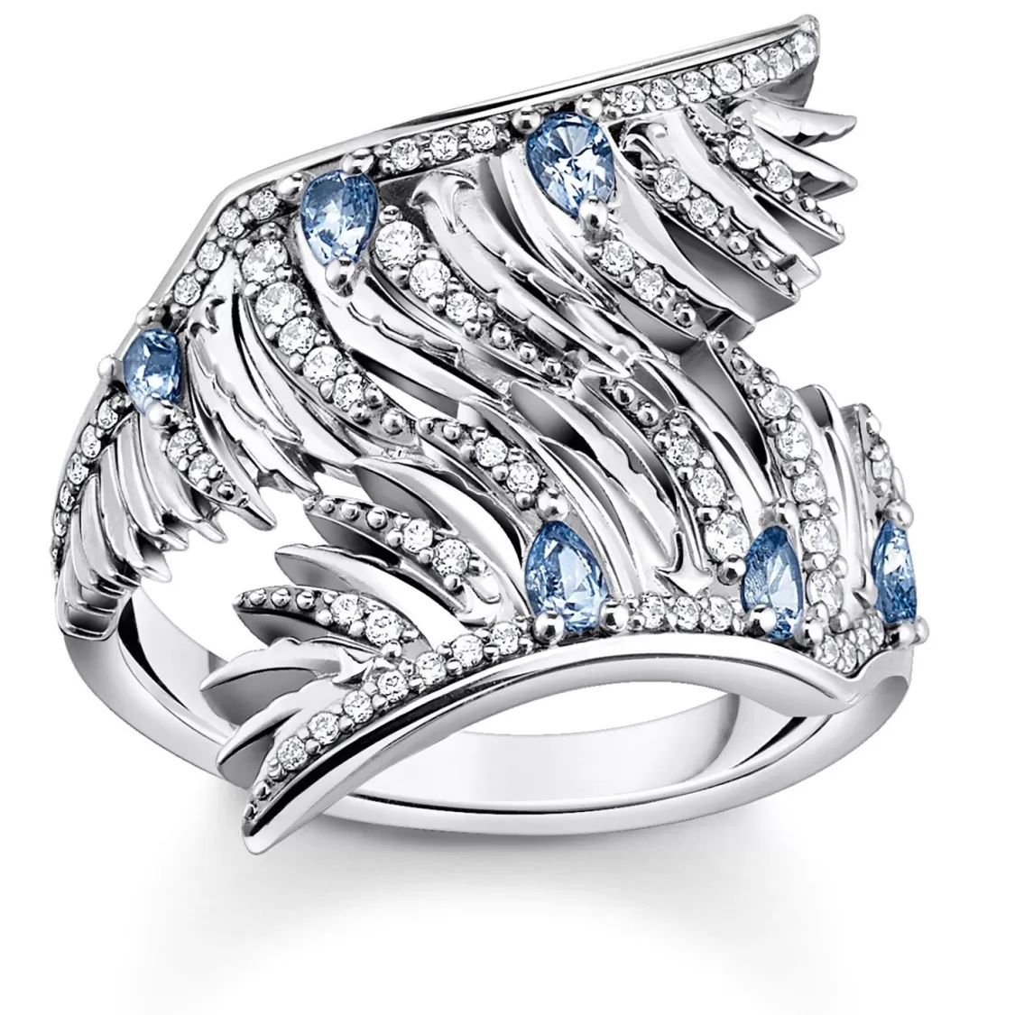 Thomas Sabo Damen-Ring Phonix-Flugel Blaue Steine | Damenschmuck