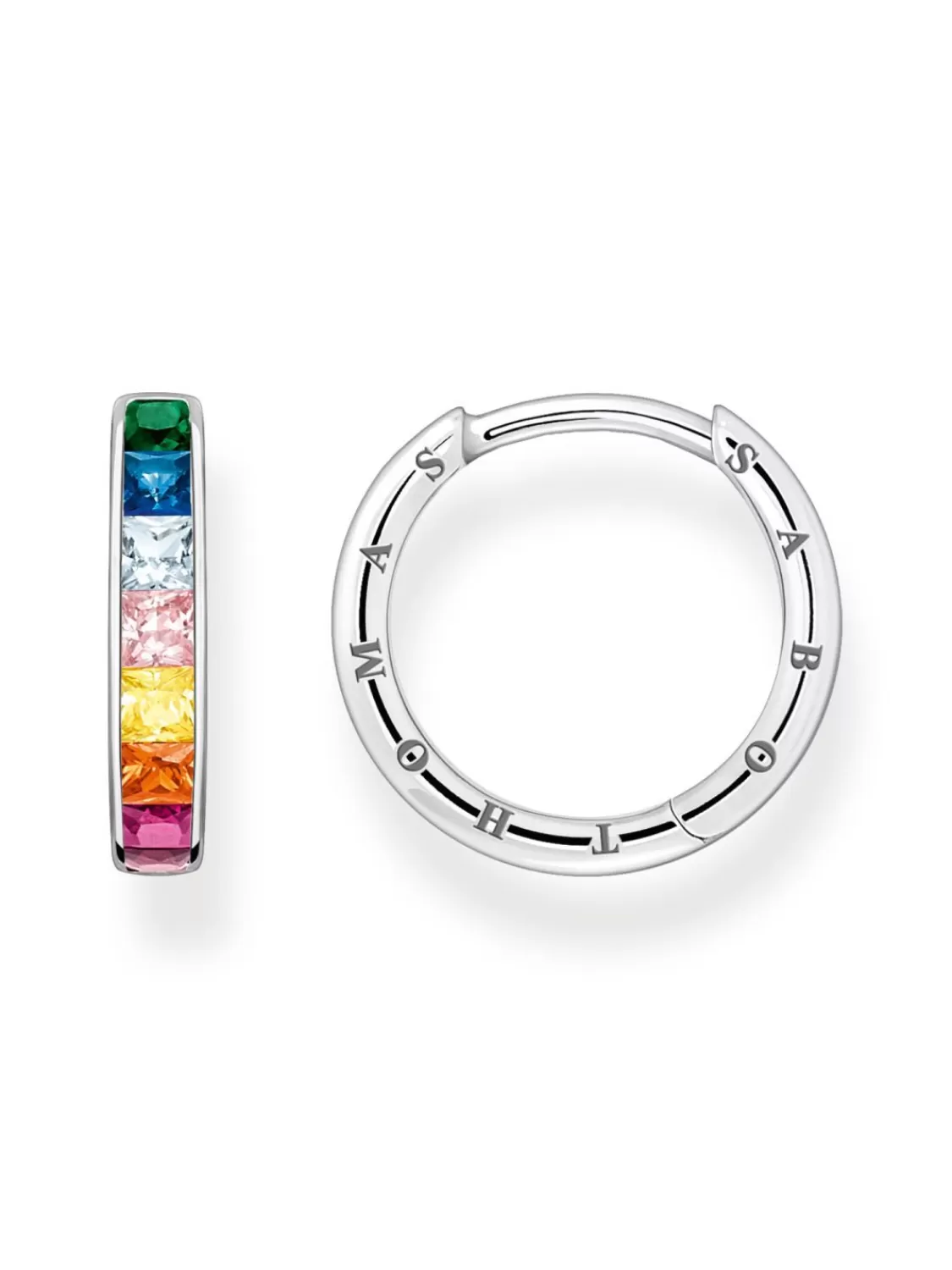 Thomas Sabo Damen-Silberohrringe Creolen Bunte Steine Pave | Damenschmuck