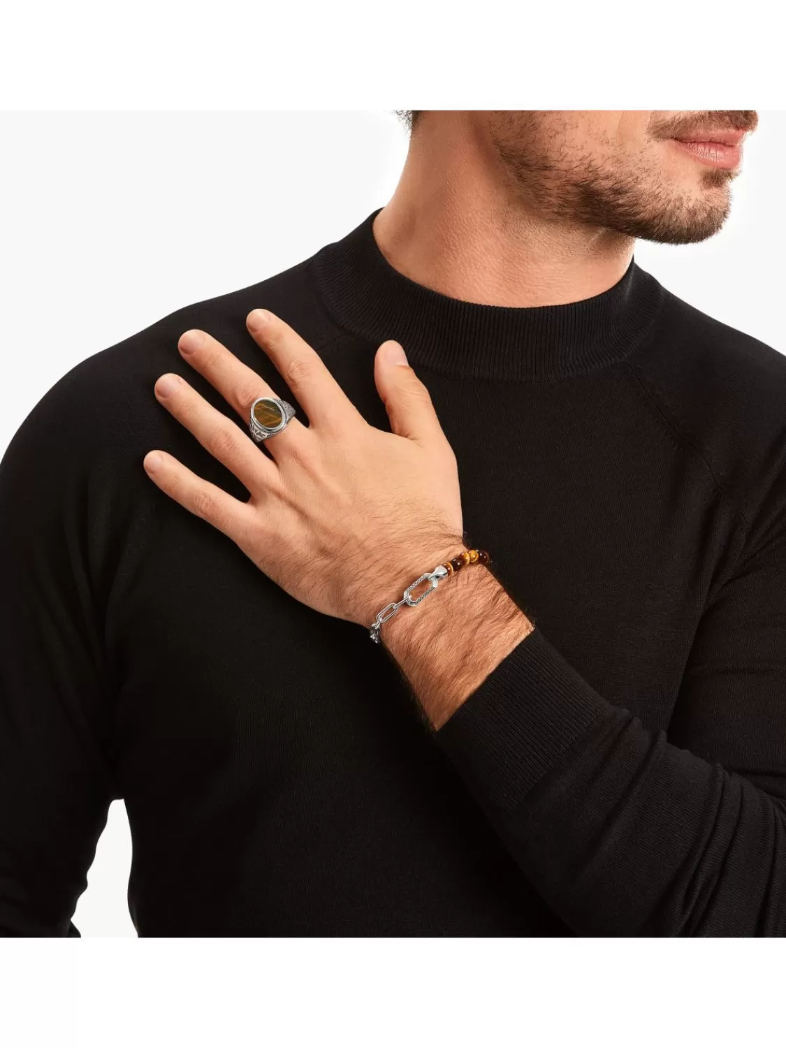 Thomas Sabo Herren-Armband Silber Mit Tigerauge Braun | Herrenschmuck