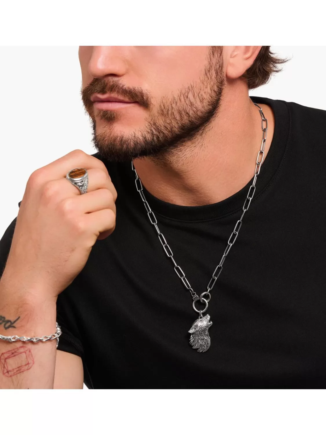 Thomas Sabo Herrenkette Silber Mit Steinbesetztem Ringverschluss | Herrenschmuck