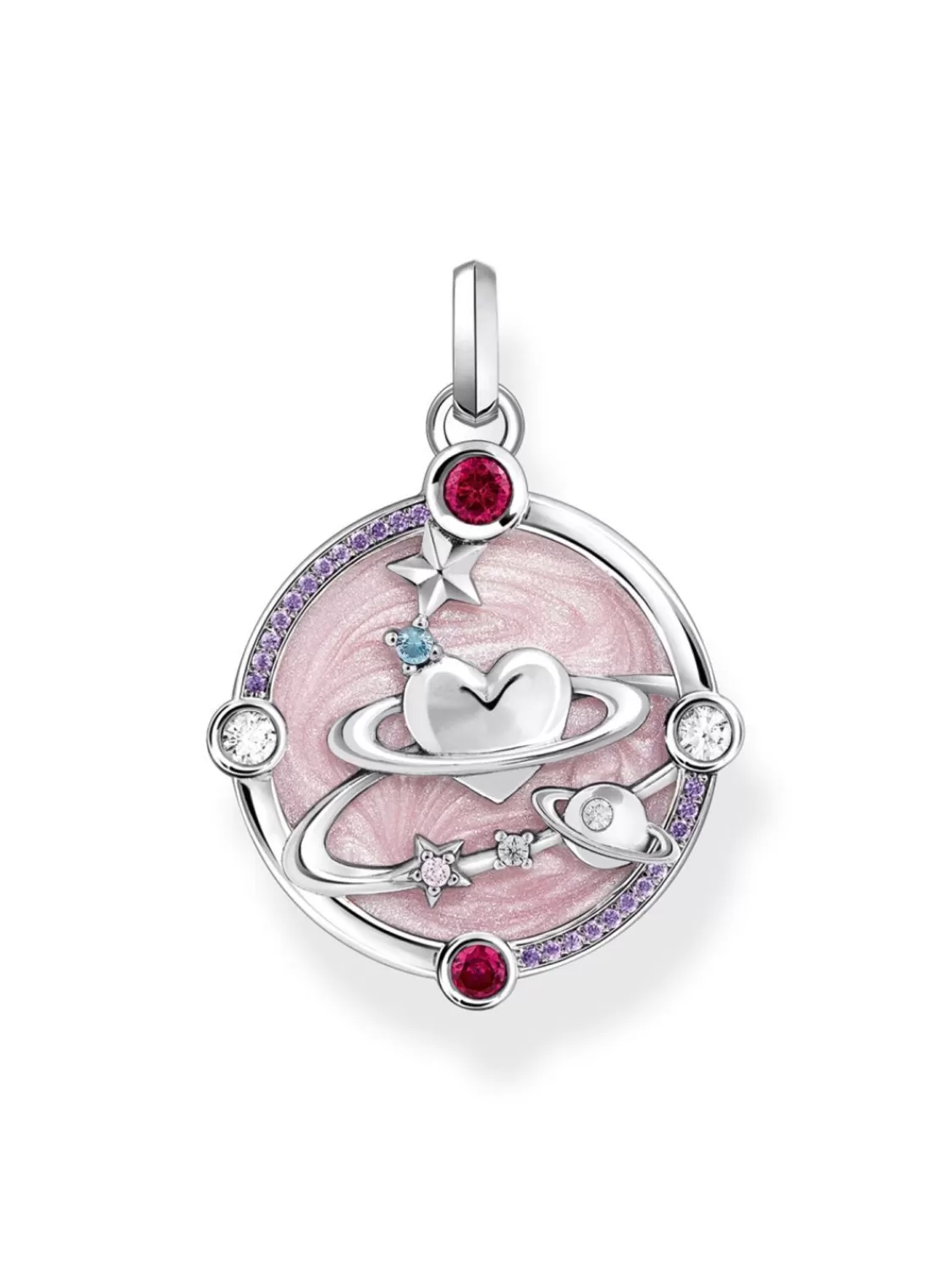 Thomas Sabo Ketten-Anhanger Rosa Mit Herzplanet Und Steinen Silber | Damenschmuck